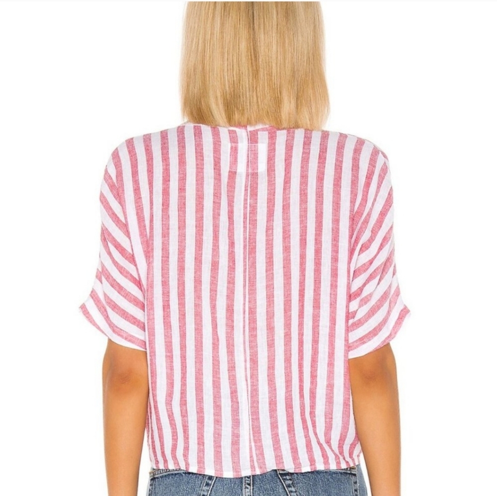 Rails Thea Carmine Stripe Button Up Tie Top - image 2
